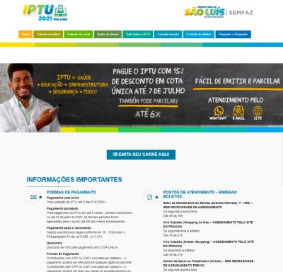 Prefeitura de São Luís disponibiliza site do IPTU 2021 