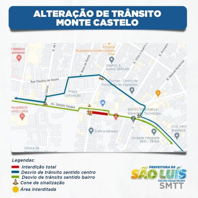 SMTT realiza segunda etapa de alteração do trânsito no Monte Castelo