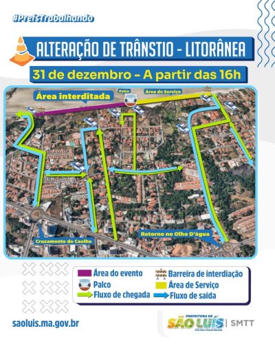 notícia: SMTT realiza alteração no trânsito para o Réveillon 2025 nas praias de São Luís